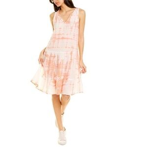 NWT! Michael Stars Scarlett orange tie dye flounce dress S